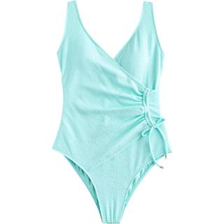 Next Mint Green Textured Ruched Side Tummy Shaping Control Swimsuit