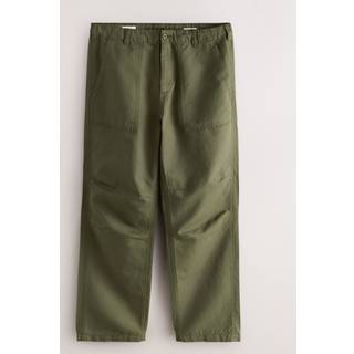 Next Khaki Green Relaxed Fit Fatigue Pocket Cotton Linen Trousers