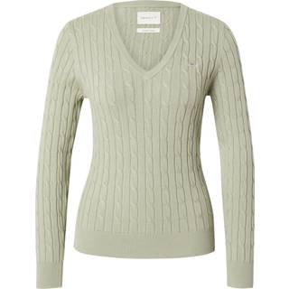 GANT Dame Kabelstrikket sweater af strækbomuld med V-hals (S)