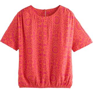 Next Morris & Co. St James Orange/Pink Print Bubble Hem Boxy T-Shirt