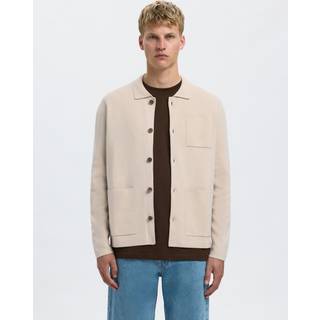 Mike Light Polo Cardigan, Oatmeal, S
