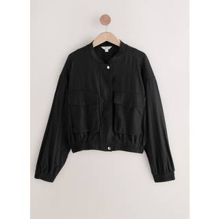 Next Black Linen Blend Bomber Jacket