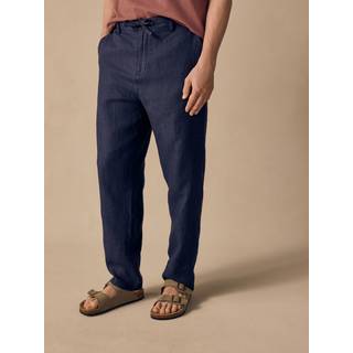 Next Navy Regular Tapered Fit 100% Linen Signature Chino Trousers