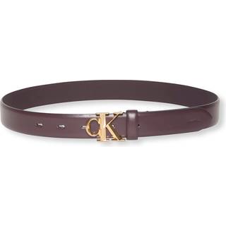 Full Grain Leather Logo Belt - Brown - 75 cm