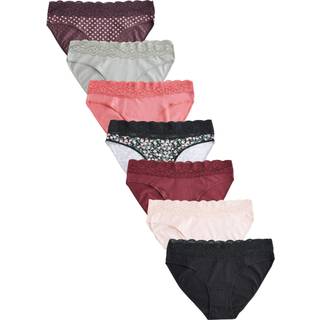 Next Printed Spot High Leg Cotton and Lace Knickers 7 Pack