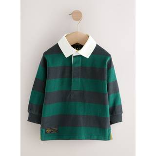 Next Green/Navy Striped Long Sleeve Rugby Polo Shirt (3mths-7yrs) - 7480cm