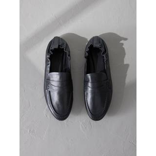 Next Signature Premium Leather Ruched Back Round Toe Loafers