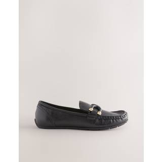 Next Black Forever Comfort Leather Trim Driver Loafers - EU 38 (UK 5)