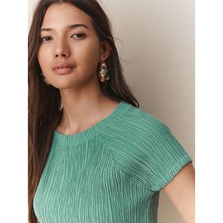 Next Teal Blue Raglan Short Sleeve Textured Top