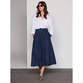 Next 100% Cotton Med bælte Midi Denim Plisseret Nederdele - 38