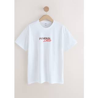 Next Ecru Oversized Pumpkin Latte Recipe Autumnal Graphic Print Short Sleeve Crew Neck T-Shirt
