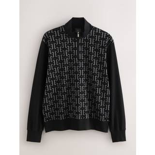 Next Tryk-trøje med geometrisk, flocking-mønster og kvart lynlås i Sweater