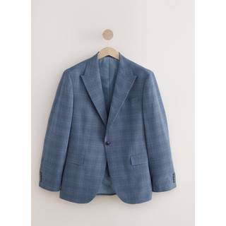 Next Blue Tailored Fit Wool Blend Check Jacket