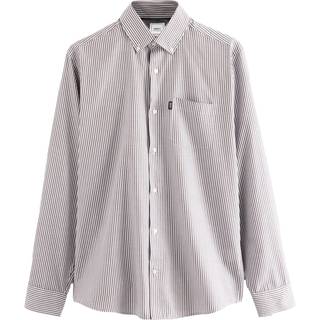 Next Chocolate Brown Stripe Regular Fit Easy Iron Button Down Oxford Shirt - 2X-Large