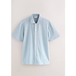 Next Light Blue Textured Jersey Short Sleeve Shirt - xxxxlarge