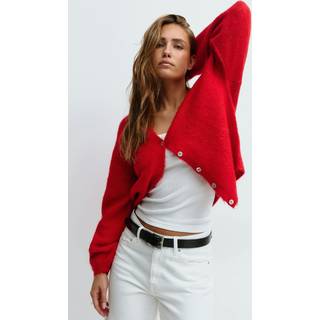 Gina Tricot-V-neck knitted cardigan-Cardigans-Rød-L-Dame