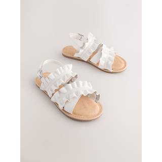 Next White Leather Ruffle Sandals