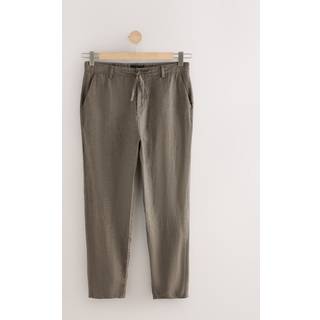 Next Brown Regular Tapered Fit 100% Linen Signature Chino Trousers