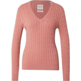GANT Dame Kabelstrikket sweater af strækbomuld med V-hals (S)