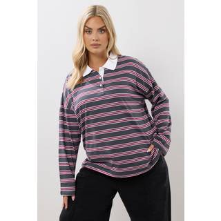 Yours Curve Yours Curve Long Sleeve Collar Rugby Top