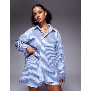 Oversized Nike Sportswear Chill Poplin-trøje med knaplukning og striber til kvinder - blå - S (EU 36-38)