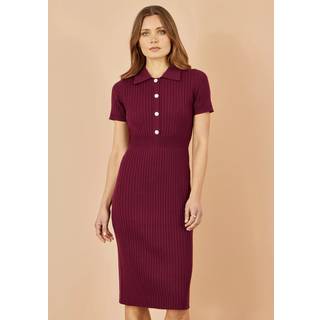 Yumi Yumi Fitted Rib strikket Midi Kjole med Daisy knapper - stor