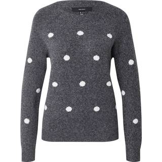 VERO MODA DAME STRIKTRØJE VMDOFFY - Dark Grey Melange White Dots - L