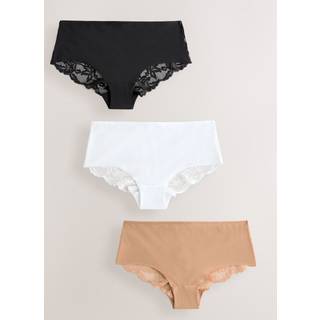 Next Black/White/Praline Nude Short No VPL Lace Back Briefs 3 Pack