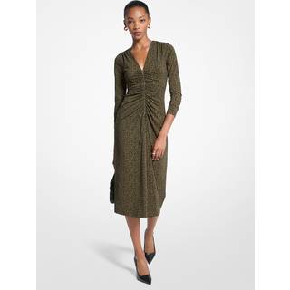 MK Paisley Print Stretch Matte Jersey Midi Dress - Green - Michael Kors - L