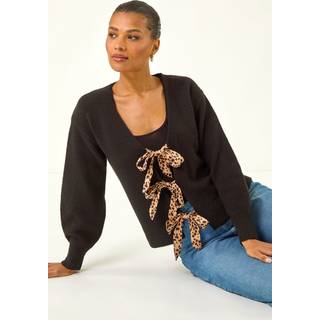 Roman Roman Dyreprint strikket cardigan med bindebånd foran