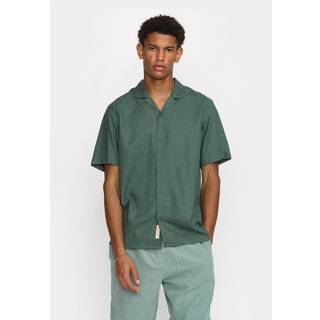 Revolution Short-Sleeved Cuban Linen Shirt Skjorte Herrer størrelse S farve olivengrøn