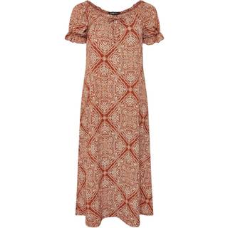 Yours Curve Yours Curve Brown Textured Milkmaid Dress - 44