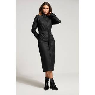 Lts Tall Black Coated Shirt Midi Dress 10 Lts | Tall Women's Midi Dresses