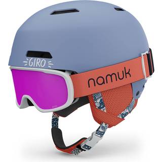 Giro Crue Combo Pack Smbrnsskihjelm - Snowboardhjelm med matchende briller til brn Drenge & piger Namuk Lilla Bl/Coral XS 48,5-52 cm