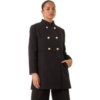 Roman Roman Black Petite Military Buttoned Coat