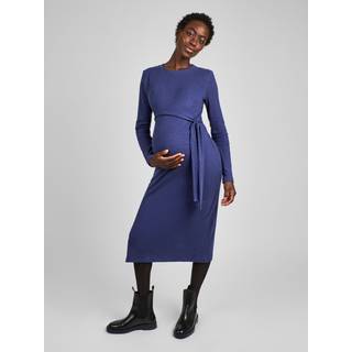 Jojo Maman Bébé JoJo Maman Bébé Blue Ribbed Jersey Maternity Dress - Large