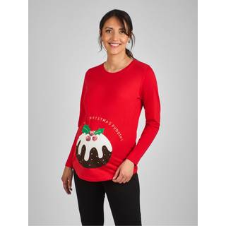 Jojo Maman Bébé JoJo Maman Bébé Red Maternity Christmas Pudding Cotton Top