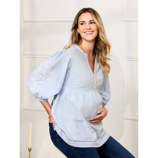 Jojo Maman Bébé Jojo Maman Bébé Maternity stribet broderet 100% bomuldsbluse