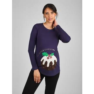 Jojo Maman Bébé JoJo Maman Bébé Navy Blue Christmas Pudding Cotton Maternity Top