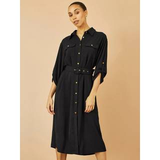 Yumi Yumi Black Stretch Midi Shirt Dress - EU 42 (UK 14)