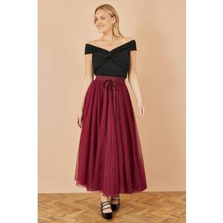 Yumi Yumi Red Mesh Heart Print Tulle Skirt - 38