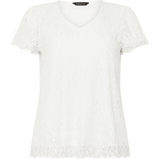 M & Co M & Co White Short Sleeve V-Neck Lace Top