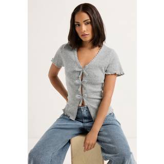 PixieGirl Petite PixieGirl Petite Grey Petite Soft Touch Bow Front Top