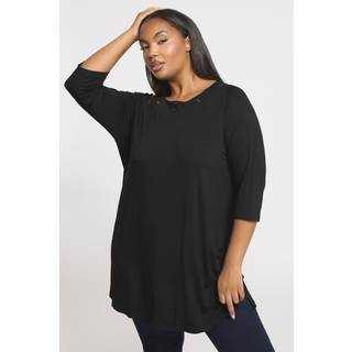 Yours Curve Yours Curve Black Eyelet 3/4 Sleeve Top