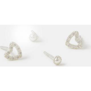 Accessorize Accessorize Sterling 2-pakke Hjerte ørestikker