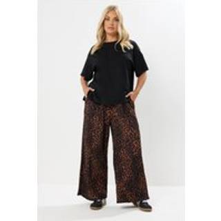 Yours Curve Yours Curve Crinkle Wide Leg Leopard Print Trousers