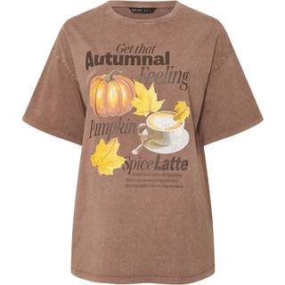 Yours Curve Yours Curve Brown Placement Relaxed T-Shirt