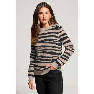 Lts Tall Beige Brown Knitted Zebra Print Jumper 22-24 Lts | Tall Women's Sweaters & Jumpers