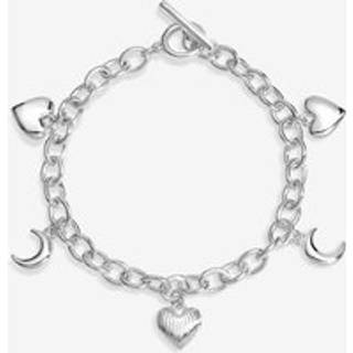 Mood Mood Silver Plated Ridged Heart and Moon Charm Bracelet