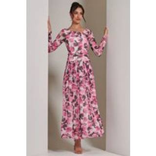 Jolie Moi Jolie Moi Pink Long Sleeve Printed Mesh Maxi Dress - EU 40 (UK 12)
